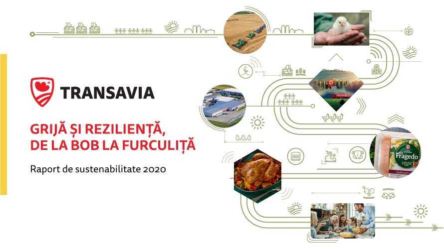 TRANSAVIA continuă demersul de transparență și publică cel de-al doilea Raport de Sustenabilitate pentru fermele lor de pui, Grijă și Reziliență, de la bob la furculiță