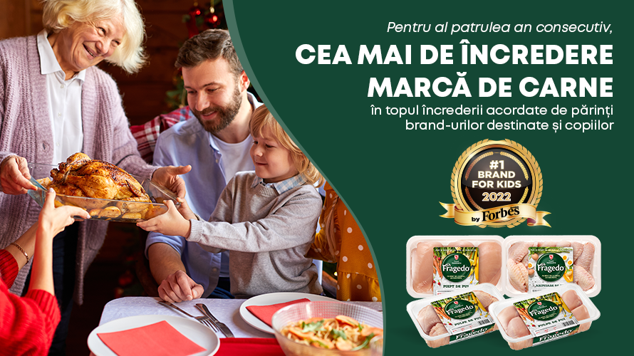 Fragedo, primește pentru a 4-a oară premiul Forbes Brands for Kids „Cea mai de încredere marcă de carne”