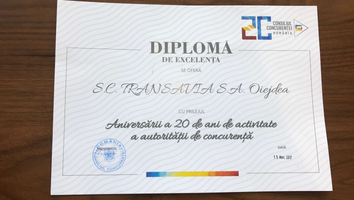 Diplomă de excelență din partea Consiliului Concurenței