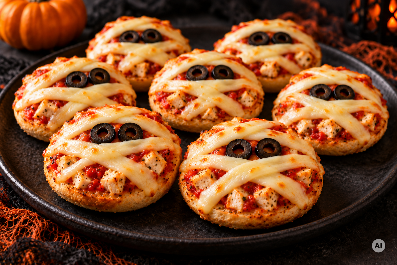 TRANSAVIA-reteta-mini-pizza-mumii-cu-pui-halloween